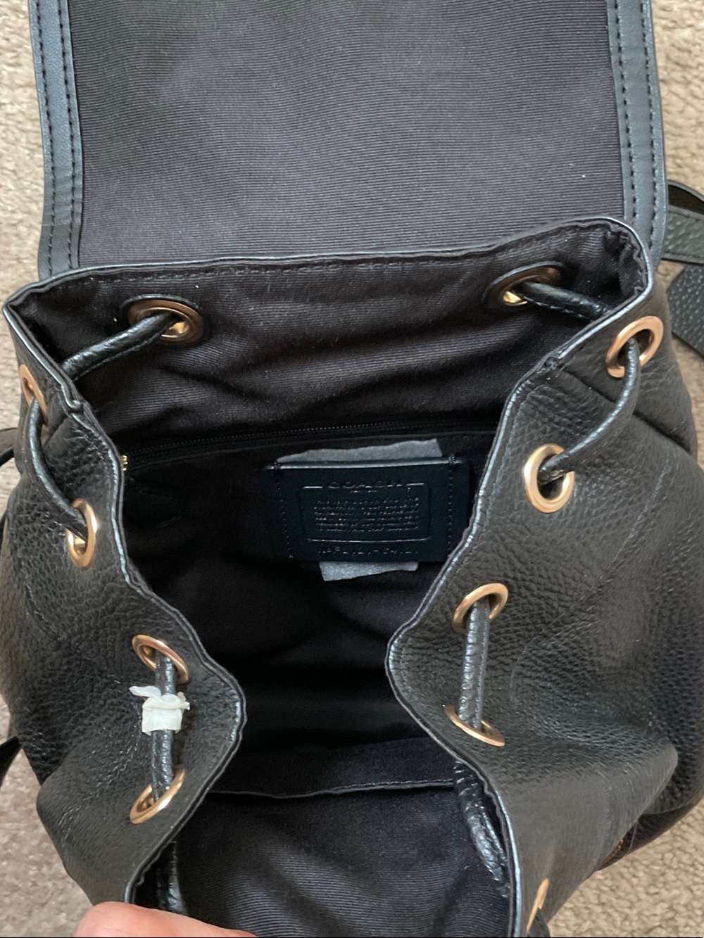 Coach Black Pebbled Leather Mini Backpack with Gold Accent - Picture 3 of 8